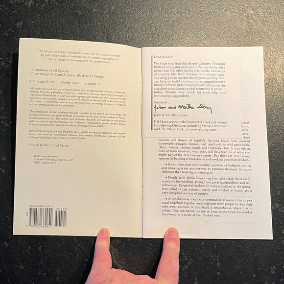 "Build a Smokehouse," by Ed Epstein, 1981 Storey Publications Bulletin A-81 - Picture 4 of 6